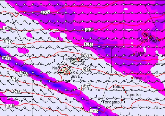 Fiji Islands forecast chart for Monday, May 11th, 2026 at 6:00 PM