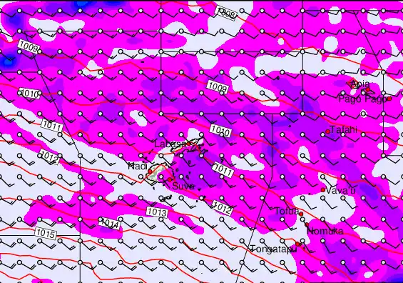 Fiji Islands forecast chart for Thursday, May 14th, 2026 at 12:00 PM