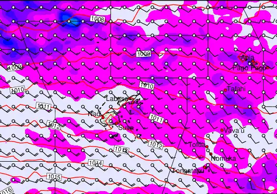 Fiji Islands forecast chart for Thursday, May 14th, 2026 at 6:00 PM