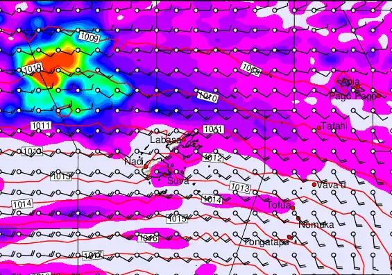 Fiji Islands forecast chart for Saturday, May 16th, 2026 at 12:00 AM