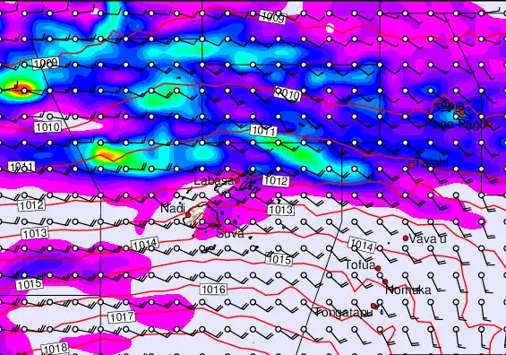 Fiji Islands forecast chart for Saturday, May 16th, 2026 at 12:00 PM