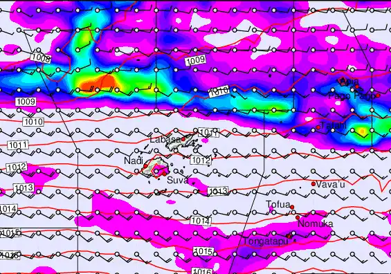 Fiji Islands forecast chart for Monday, May 18th, 2026 at 6:00 AM