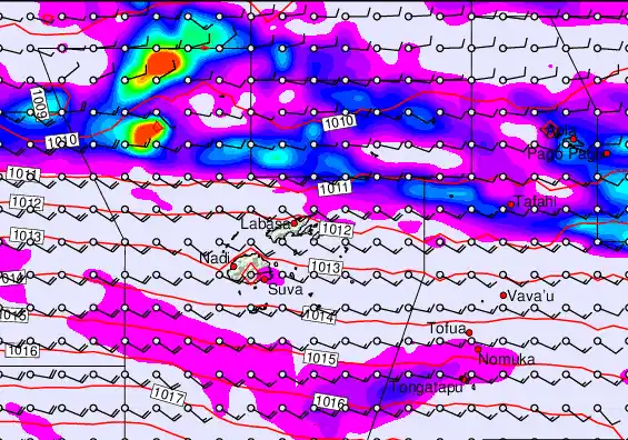 Fiji Islands forecast chart for Monday, May 18th, 2026 at 12:00 PM