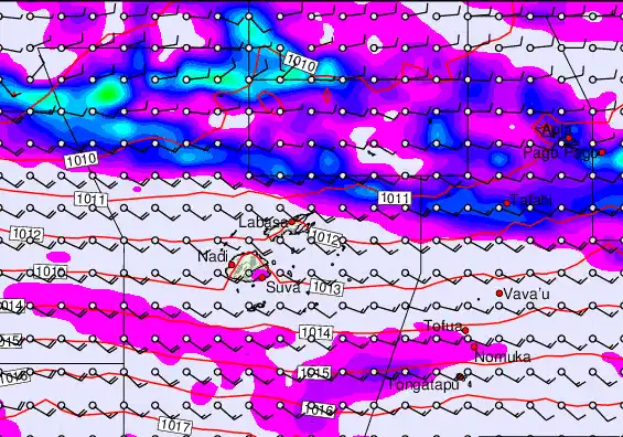 Fiji Islands forecast chart for Monday, May 18th, 2026 at 6:00 PM