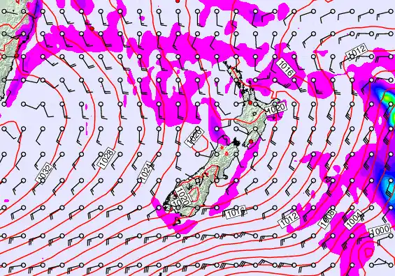 New Zealand forecast chart for Monday, May 11th, 2026 at 12:00 AM