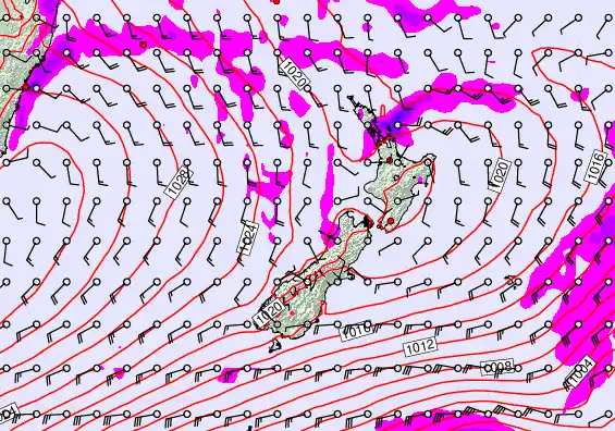 New Zealand forecast chart for Monday, May 11th, 2026 at 6:00 AM