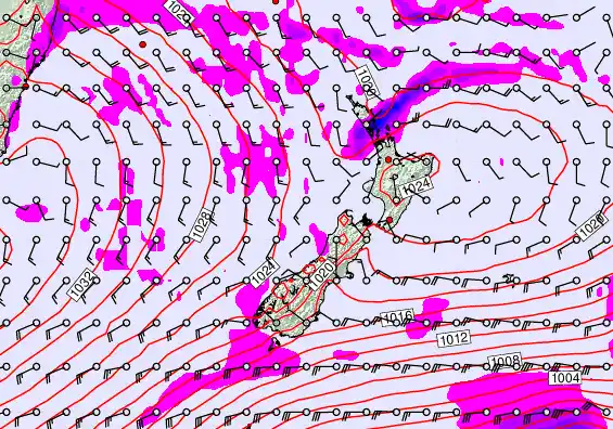New Zealand forecast chart for Monday, May 11th, 2026 at 12:00 PM