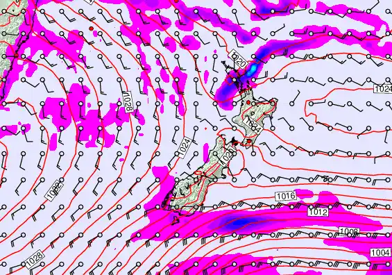 New Zealand forecast chart for Monday, May 11th, 2026 at 6:00 PM