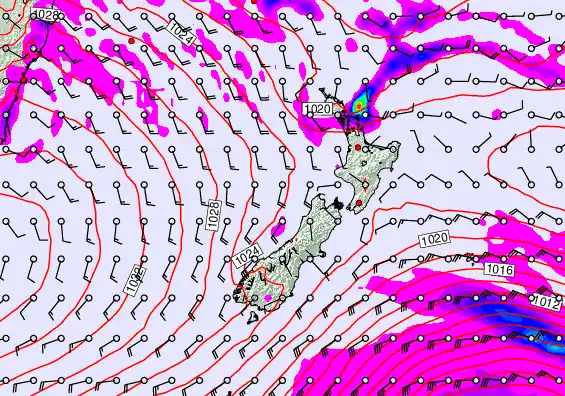 New Zealand forecast chart for Tuesday, May 12th, 2026 at 6:00 AM
