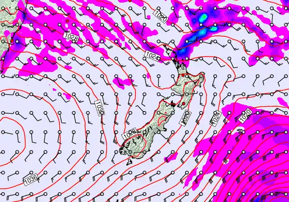 New Zealand forecast chart for Tuesday, May 12th, 2026 at 6:00 PM