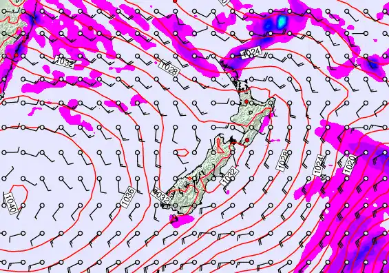 New Zealand forecast chart for Wednesday, May 13th, 2026 at 12:00 AM