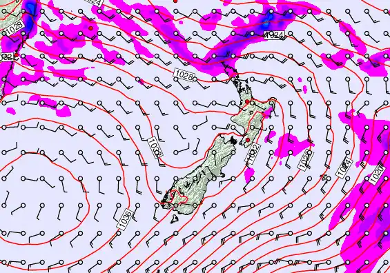 New Zealand forecast chart for Wednesday, May 13th, 2026 at 6:00 AM