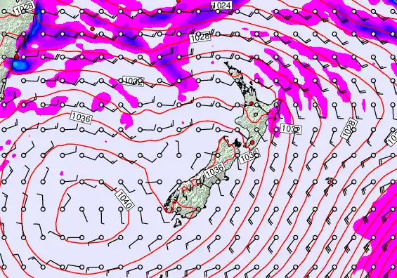 New Zealand forecast chart for Thursday, May 14th, 2026 at 12:00 AM