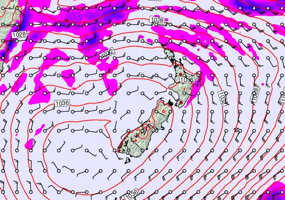 New Zealand forecast chart for Thursday, May 14th, 2026 at 12:00 PM