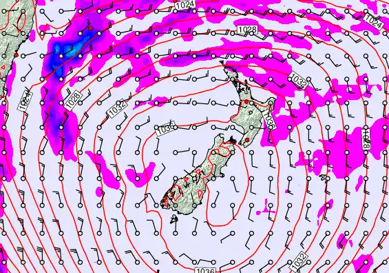 New Zealand forecast chart for Friday, May 15th, 2026 at 6:00 PM
