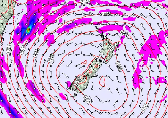 New Zealand forecast chart for Saturday, May 16th, 2026 at 6:00 AM