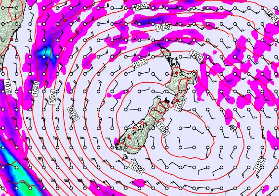 New Zealand forecast chart for Saturday, May 16th, 2026 at 6:00 PM