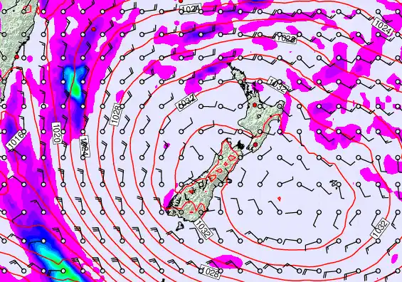 New Zealand forecast chart for Sunday, May 17th, 2026 at 12:00 AM
