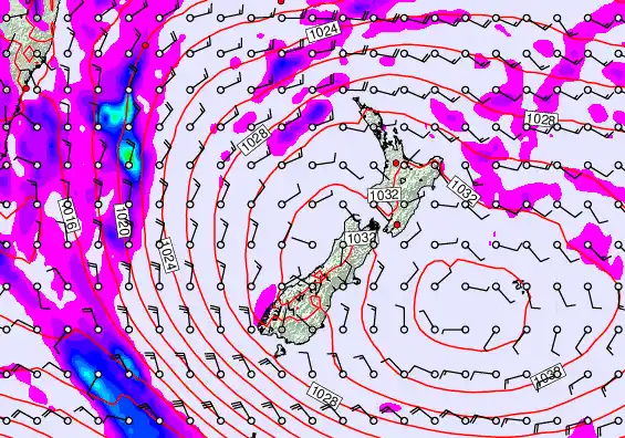New Zealand forecast chart for Sunday, May 17th, 2026 at 6:00 AM