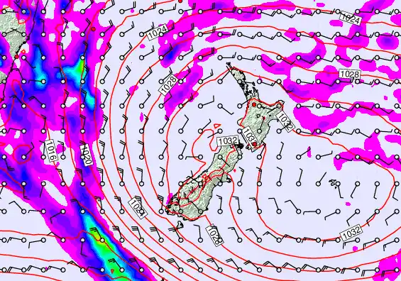 New Zealand forecast chart for Sunday, May 17th, 2026 at 12:00 PM
