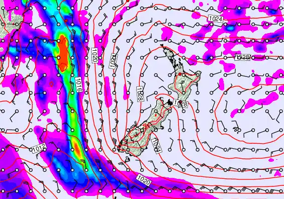 New Zealand forecast chart for Monday, May 18th, 2026 at 12:00 PM