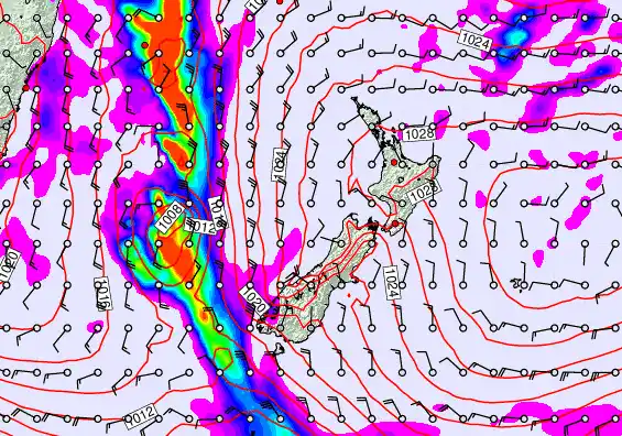 New Zealand forecast chart for Tuesday, May 19th, 2026 at 12:00 AM
