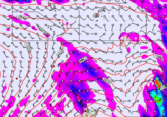 New Zealand to Fiji forecast chart for Saturday, May 9th, 2026 at 12:00 PM