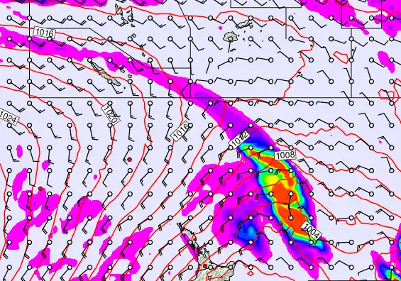 New Zealand to Fiji forecast chart for Sunday, May 10th, 2026 at 12:00 AM
