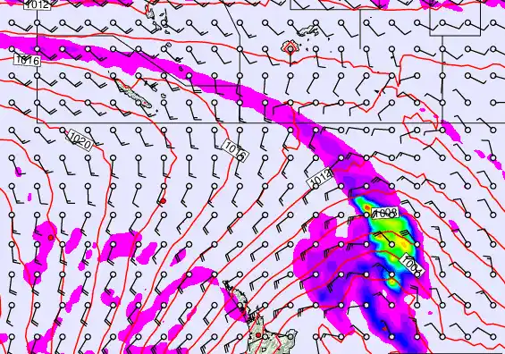 New Zealand to Fiji forecast chart for Sunday, May 10th, 2026 at 6:00 AM