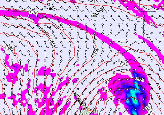 New Zealand to Fiji forecast chart for Sunday, May 10th, 2026 at 12:00 PM