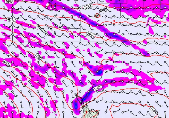 New Zealand to Fiji forecast chart for Monday, May 11th, 2026 at 6:00 PM