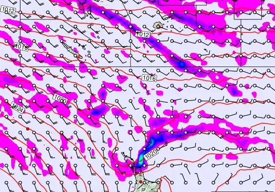 New Zealand to Fiji forecast chart for Tuesday, May 12th, 2026 at 6:00 AM