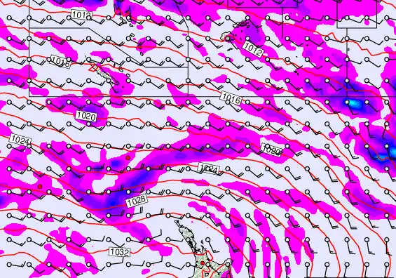 New Zealand to Fiji forecast chart for Thursday, May 14th, 2026 at 12:00 AM