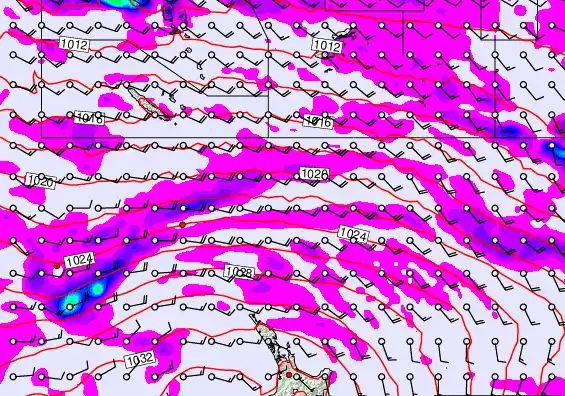 New Zealand to Fiji forecast chart for Thursday, May 14th, 2026 at 6:00 PM