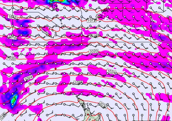 New Zealand to Fiji forecast chart for Friday, May 15th, 2026 at 6:00 AM