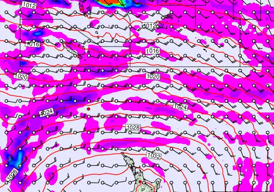 New Zealand to Fiji forecast chart for Friday, May 15th, 2026 at 12:00 PM