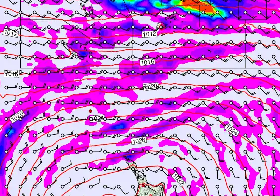 New Zealand to Fiji forecast chart for Saturday, May 16th, 2026 at 6:00 PM