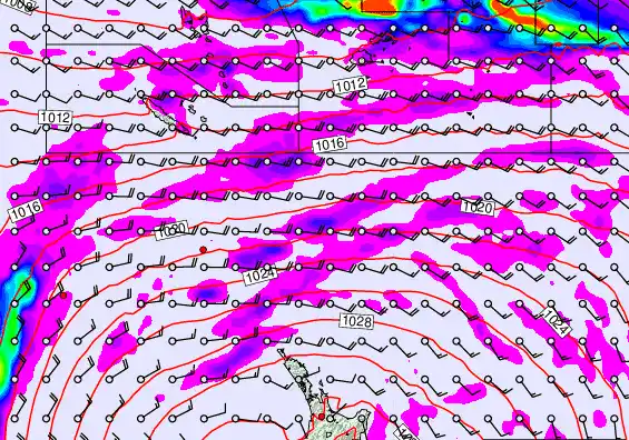 New Zealand to Fiji forecast chart for Sunday, May 17th, 2026 at 6:00 AM
