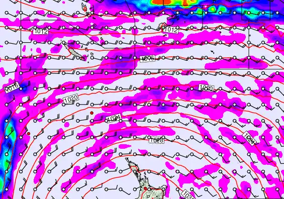New Zealand to Fiji forecast chart for Sunday, May 17th, 2026 at 12:00 PM