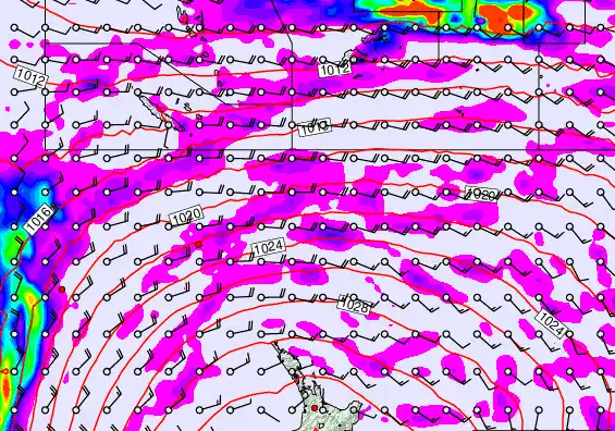 New Zealand to Fiji forecast chart for Monday, May 18th, 2026 at 12:00 AM
