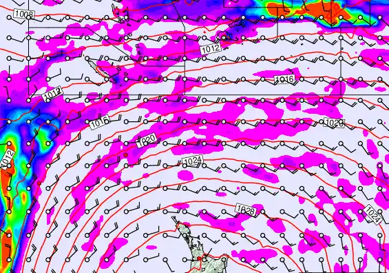 New Zealand to Fiji forecast chart for Monday, May 18th, 2026 at 6:00 AM