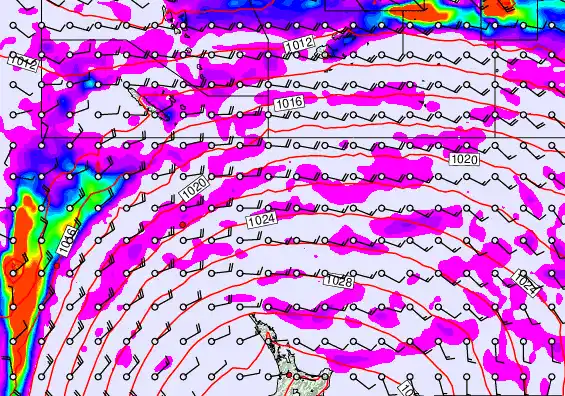 New Zealand to Fiji forecast chart for Monday, May 18th, 2026 at 12:00 PM