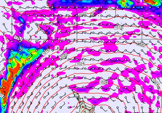 New Zealand to Fiji forecast chart for Monday, May 18th, 2026 at 6:00 PM