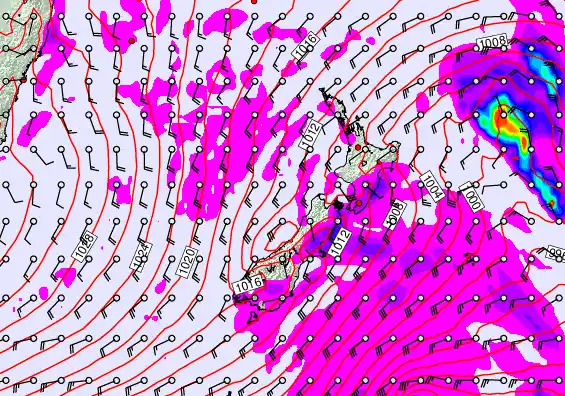New Zealand forecast chart for Sunday, May 10th, 2026 at 12:00 PM