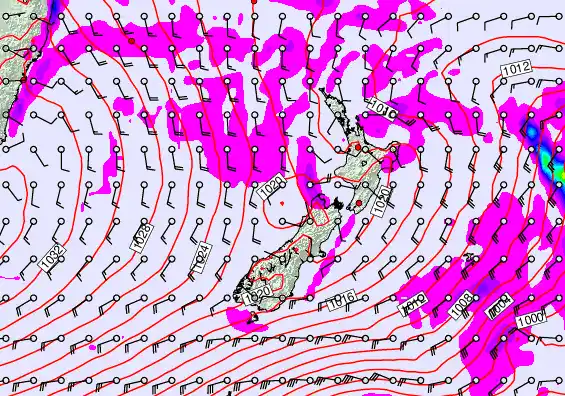 New Zealand forecast chart for Monday, May 11th, 2026 at 12:00 AM