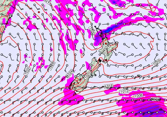 New Zealand forecast chart for Monday, May 11th, 2026 at 12:00 PM