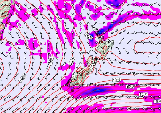 New Zealand forecast chart for Monday, May 11th, 2026 at 6:00 PM