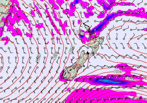 New Zealand forecast chart for Tuesday, May 12th, 2026 at 12:00 AM