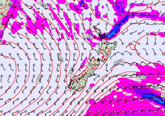 New Zealand forecast chart for Tuesday, May 12th, 2026 at 6:00 AM