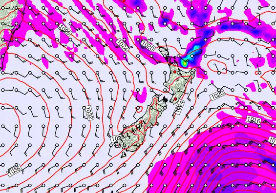New Zealand forecast chart for Tuesday, May 12th, 2026 at 12:00 PM